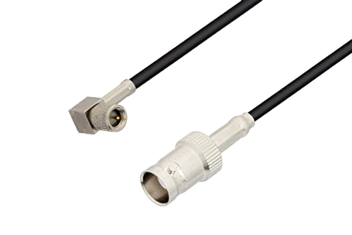 10-32 Male Right Angle to BNC Female Low Loss Cable 100 CM Length Using LMR-100 Coax