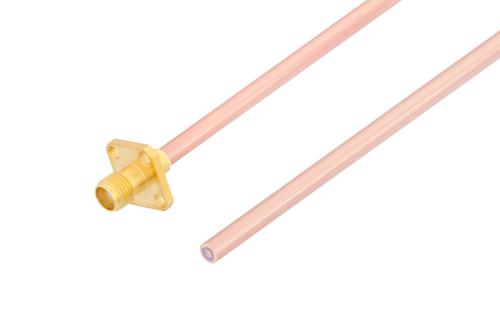 SMA Female 4 Hole Flange to Straight Cut Lead Cable Using RG402 Coax