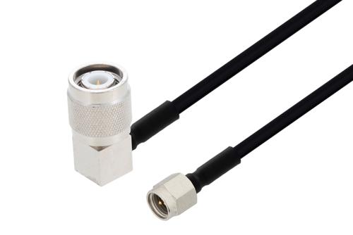 SMA Male to TNC Male Right Angle Cable Using PE-SR402FLJ Coax