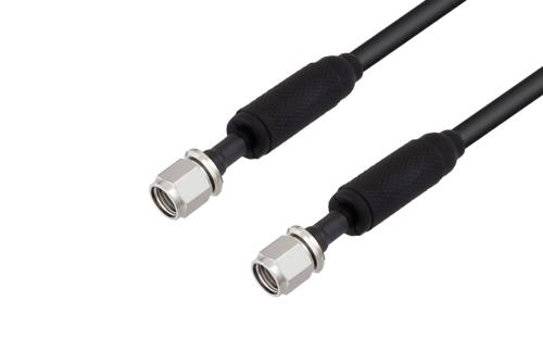 Waterproof IP68 SMA Male (Plug) to SMA Male (Plug) Low Loss Cable Using LMR-195 Coax with Times Microwave Components