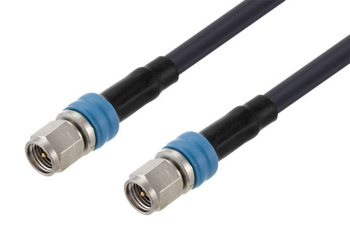 SMA Male to SMA Male Low Loss Cable Using LMR-195 Coax With Times Microwave Components, Blue Heat Shrink Indicator , LF Solder