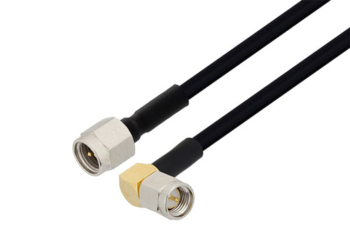 SMA Male to SMA Male Right Angle Cable Using PE-SR402FLJ Coax