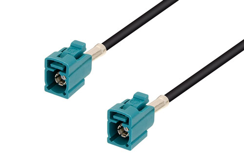 Water Blue FAKRA Jack to FAKRA Jack Low Loss Cable Using LMR-100 Coax
