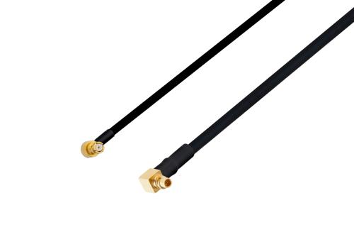 SMP Female Right Angle to MMCX Plug Right Angle Cable Using PE-SR405FLJ Coax with 180 Deg. Clock