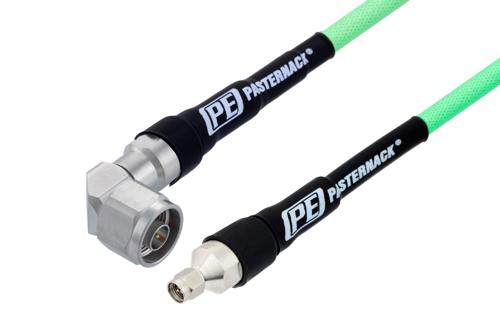 SMA Male to N Male Right Angle Low Loss Cable Using PE-P300LL Coax, LF Solder