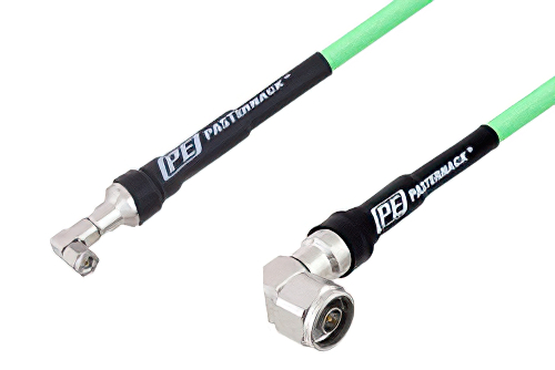SMA Male Right Angle to N Male Right Angle Low Loss Test Cable 100 cm Length Using PE-P300LL Coax, RoHS