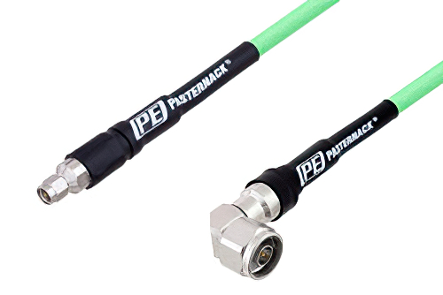 SMA Male to N Male Right Angle Low Loss Test Cable 100 cm Length Using PE-P300LL Coax, RoHS