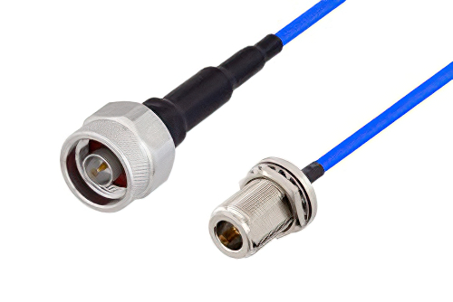 N Male to N Female Bulkhead Cable 24 Inch Length Using PE-P141 Coax