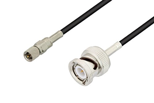 10-32 Male to BNC Male Cable 60 Inch Length Using RG174 Coax, LF Solder, RoHS