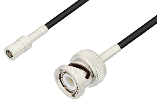 SMB Plug to BNC Male Cable 72 Inch Length Using RG174 Coax, LF Solder, RoHS