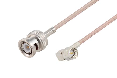 SMA Male Right Angle to BNC Male Cable Using RG316-DS Coax, LF Solder