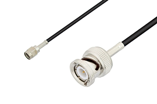 Reverse Polarity SMA Male to BNC Male Cable 72 Inch Length Using RG174 Coax