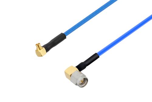 SMA Male Right Angle to Mini SMP Female Right Angle Cable Using PE-P086 Coax