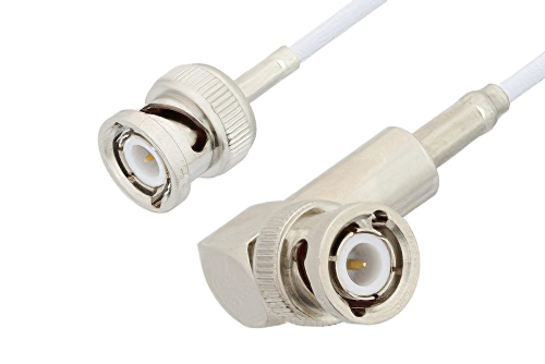 BNC Male to BNC Male Right Angle Cable 24 Inch Length Using RG188 Coax