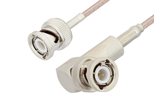 BNC Male to BNC Male Right Angle Cable 12 Inch Length Using RG316 Coax