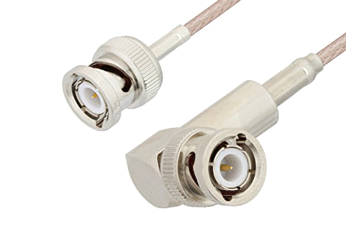 BNC Male to BNC Male Right Angle Cable Using RG316 Coax , LF Solder