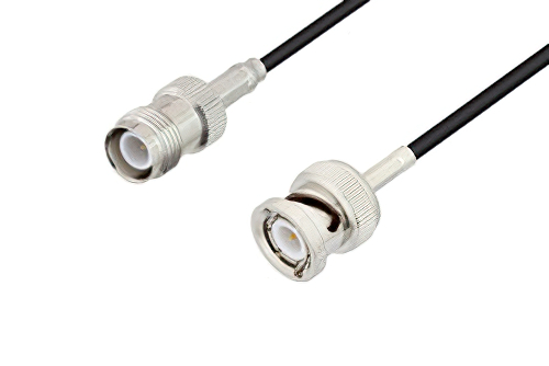 Reverse Polarity TNC Female to BNC Male Cable Using RG174 Coax
