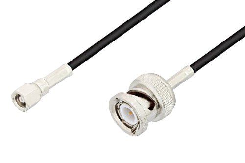 SMC Plug to BNC Male Cable Using RG174 Coax, LF Solder, RoHS