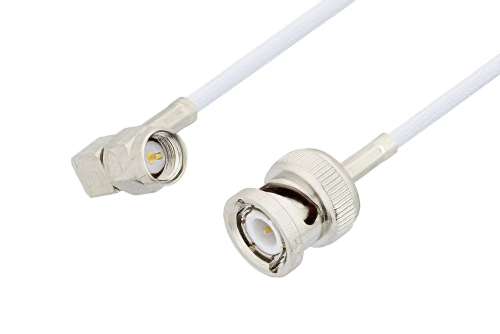 SMA Male Right Angle to BNC Male Cable Using RG188 Coax, LF Solder, RoHS