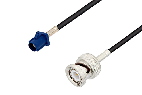Blue FAKRA Plug to BNC Male Cable Using RG174 Coax