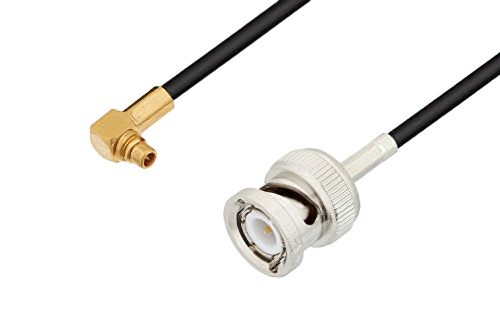 MMCX Plug Right Angle to BNC Male Cable Using PE-C100-LSZH Coax