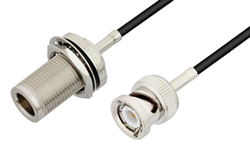 N Female Bulkhead to BNC Male Cable Using RG174 Coax