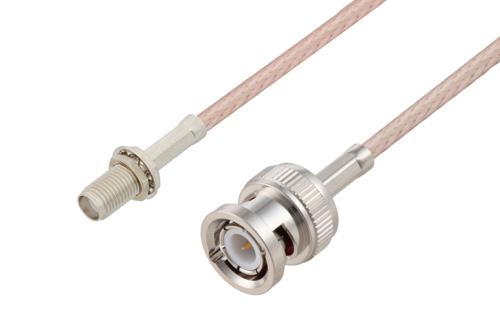 BNC Male to SMA Female Bulkhead Cable Using RG316-DS Coax, LF Solder
