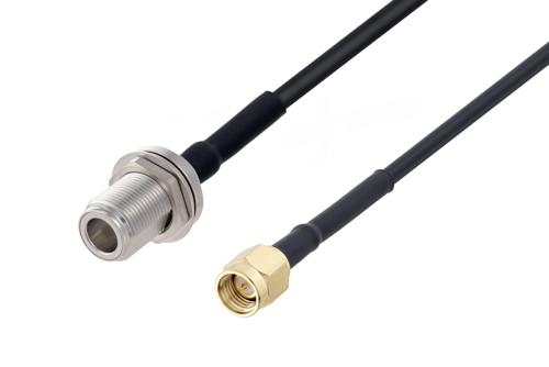 N Female Bulkhead to SMA Male Low Loss Cable Using LMR-200 Coax with HeatShrink