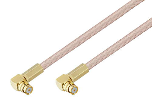 Push-On SMP Female Right Angle to Push-On SMP Female Right Angle Cable Using RG316 Coax with 180 Deg. Clock
