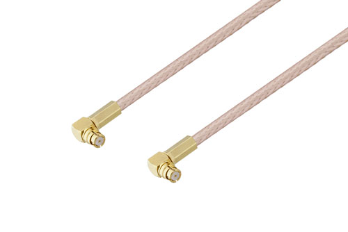 Push-On SMP Female Right Angle to Push-On SMP Female Right Angle Cable 24 Inch Length Using RG316 Coax with 90 Deg. Clock