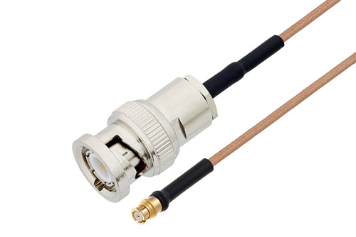 BNC Male to Push-On SMP Female Cable Using RG178 Coax with HeatShrink, LF Solder