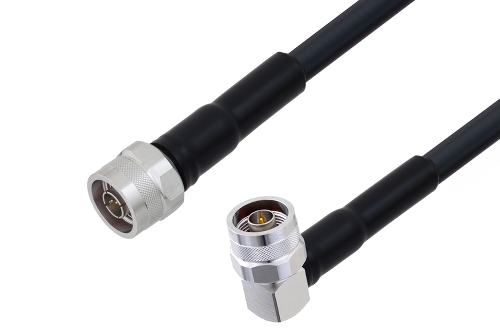 N Male to N Male Right Angle Cable 100 CM Length Using LMR-400-UF Coax