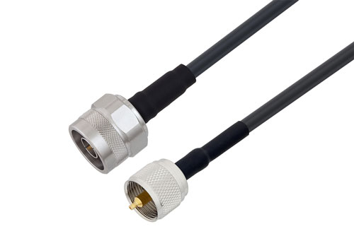 UHF Male to N Male Low Loss Cable Using LMR-195 Coax , LF Solder