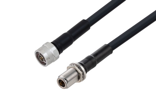 N Male to N Female Bulkhead Low Loss Cable Using LMR-400 Coax with Times Microwave Components