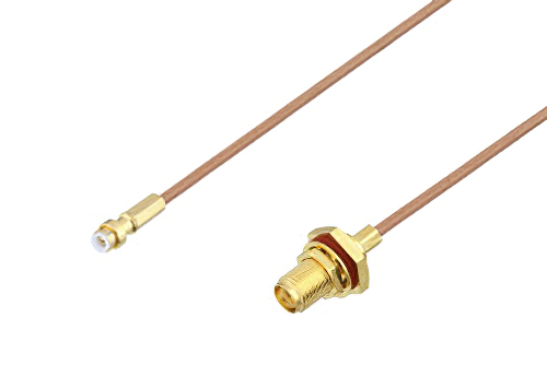 Snap-On MMBX Plug to SMA Female Bulkhead Cable 6 Inch Length Using RG178 Coax