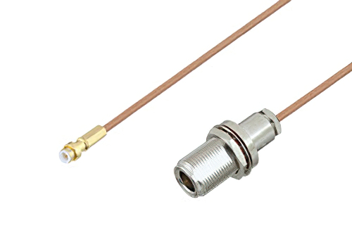 Snap-On MMBX Plug to N Female Bulkhead Cable 6 Inch Length Using RG178 Coax