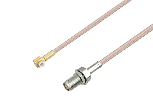 Snap-On MMBX Plug Right Angle to Reverse Polarity SMA Female Bulkhead Cable 18 Inch Length Using RG316 Coax