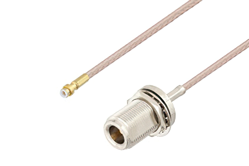 Snap-On MMBX Plug to N Female Bulkhead Cable 12 Inch Length Using RG316 Coax