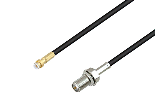 Snap-On MMBX Plug to Reverse Polarity SMA Female Bulkhead Cable 12 Inch Length Using RG174 Coax