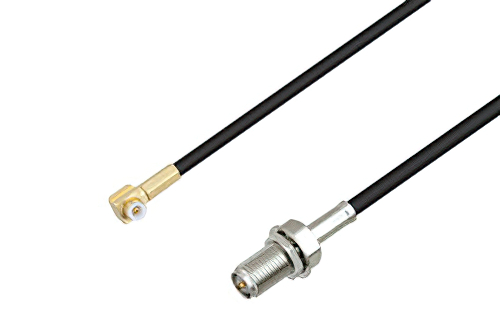 Snap-On MMBX Plug Right Angle to Reverse Polarity SMA Female Bulkhead Cable Using RG174 Coax