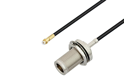 Snap-On MMBX Plug to N Female Bulkhead Cable 24 Inch Length Using RG174 Coax