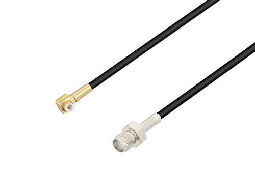 Snap-On MMBX Plug Right Angle to SMA Female Cable 12 Inch Length Using RG174 Coax
