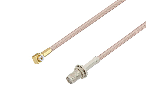 Snap-On MMBX Plug Right Angle to SMA Female Bulkhead Cable 24 Inch Length Using RG316-DS Coax