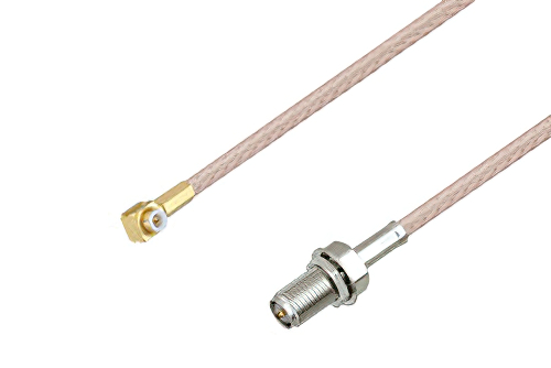 Snap-On MMBX Plug Right Angle to Reverse Polarity SMA Female Bulkhead Cable Using RG316-DS Coax