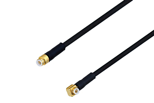 Snap-On MMBX Plug Right Angle to N Female Bulkhead Cable 18 Inch Length Using RG316-DS Coax