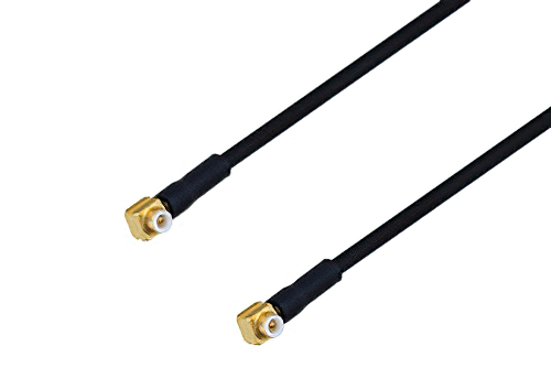 Snap-On MMBX Plug Right Angle to Snap-On MMBX Plug Right Angle Cable Using PE-SR405FLJ Coax