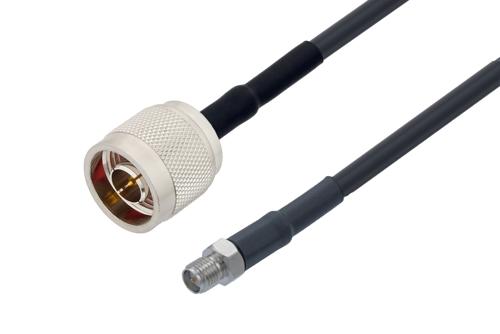 N Male to Reverse Polarity SMA Jack Low Loss Cable Using LMR-195 Coax with HeatShrink, LF Solder