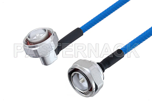 Plenum 7/16 DIN Male Right Angle to 7/16 DIN Male Low PIM Cable 12 Inch Length Using SPP-250-LLPL Coax , LF Solder