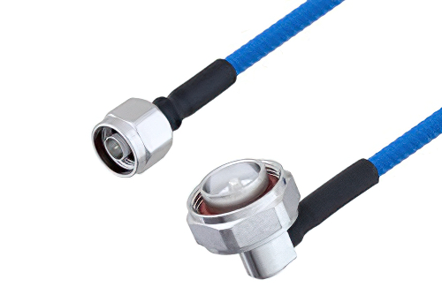 Plenum N Male to 7/16 DIN Male Right Angle Low PIM Cable Using SPP-250-LLPL Coax , LF Solder