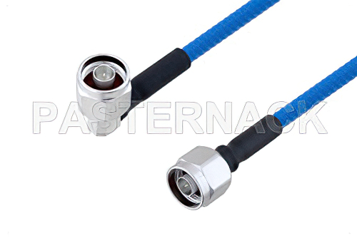 Plenum N Male Right Angle to N Male Low PIM Cable 12 Inch Length Using SPP-250-LLPL Coax , LF Solder